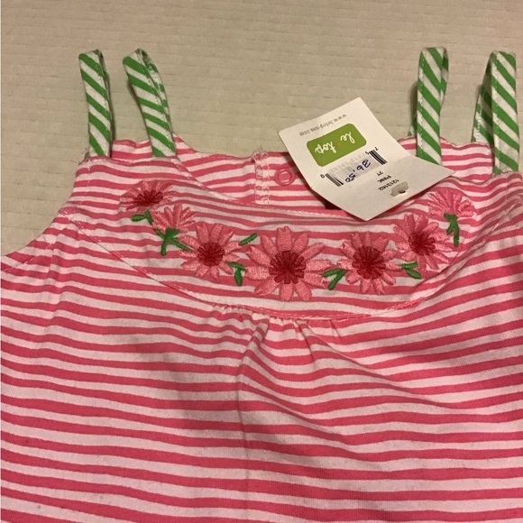 LE TOP PINK STRIPE DRESS NWT SZ 2T VERY CUTE GIRLS FLOWERS - Picture 2 of 3